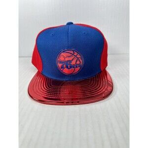Mitchell & Ness Philadelphia 76ers NBA Blue Red Foil Panel Snapback Hat Cap NEW